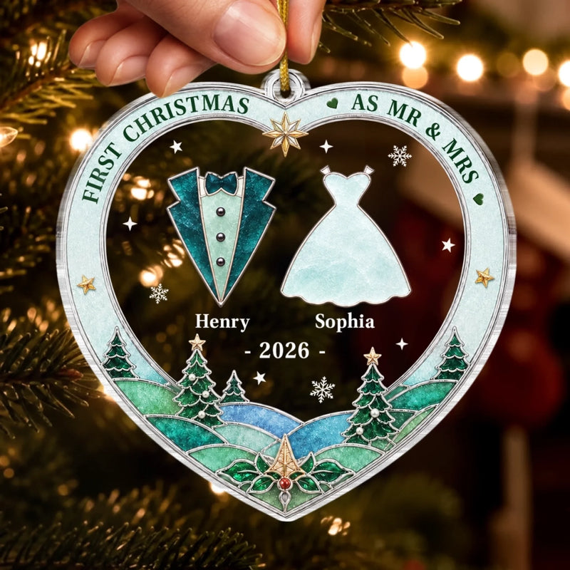 Custom Name First Christmas as Mr & Mrs Gifts - Personalized Ornament