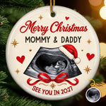 Custom Ultrasound Photo Christmas Gifts for Expecting Parents - Personalized Ceramic Ornament