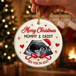 Custom Ultrasound Photo Christmas Gifts for Expecting Parents - Personalized Ceramic Ornament