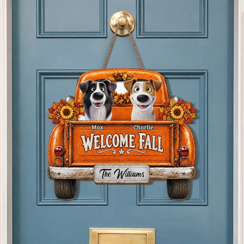 Custom Wood Sign - Personalized Personalized Christmas Birthday Gifts For Dog Cat Lovers, Dog Dad And Mom, Cat Owners - Autumn Roads, Happy Paws