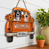 Custom Wood Sign - Personalized Personalized Christmas Birthday Gifts For Dog Cat Lovers, Dog Dad And Mom, Cat Owners - Autumn Roads, Happy Paws