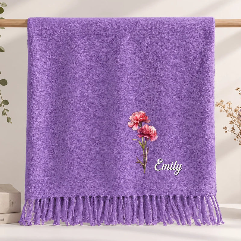 Custom Tassel Scarf - Personalized Christmas Birthday Gifts For Wife, Daughter, Besties, Sisters, Granddaughter, Grandma, Mom, Yourself - Born To Blossom