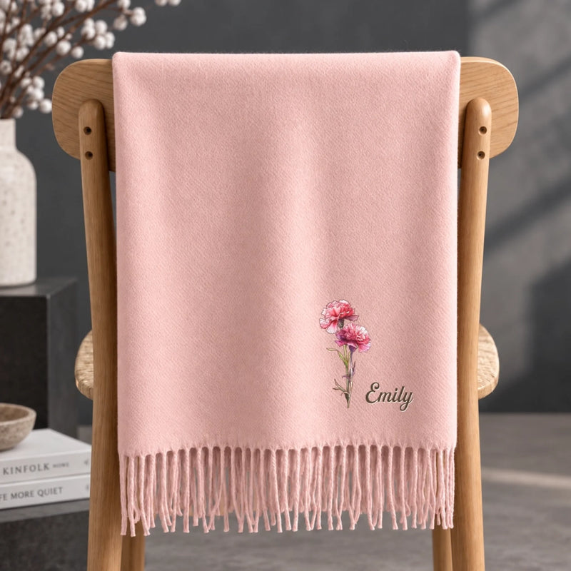 Custom Tassel Scarf - Personalized Christmas Birthday Gifts For Wife, Daughter, Besties, Sisters, Granddaughter, Grandma, Mom, Yourself - Born To Blossom