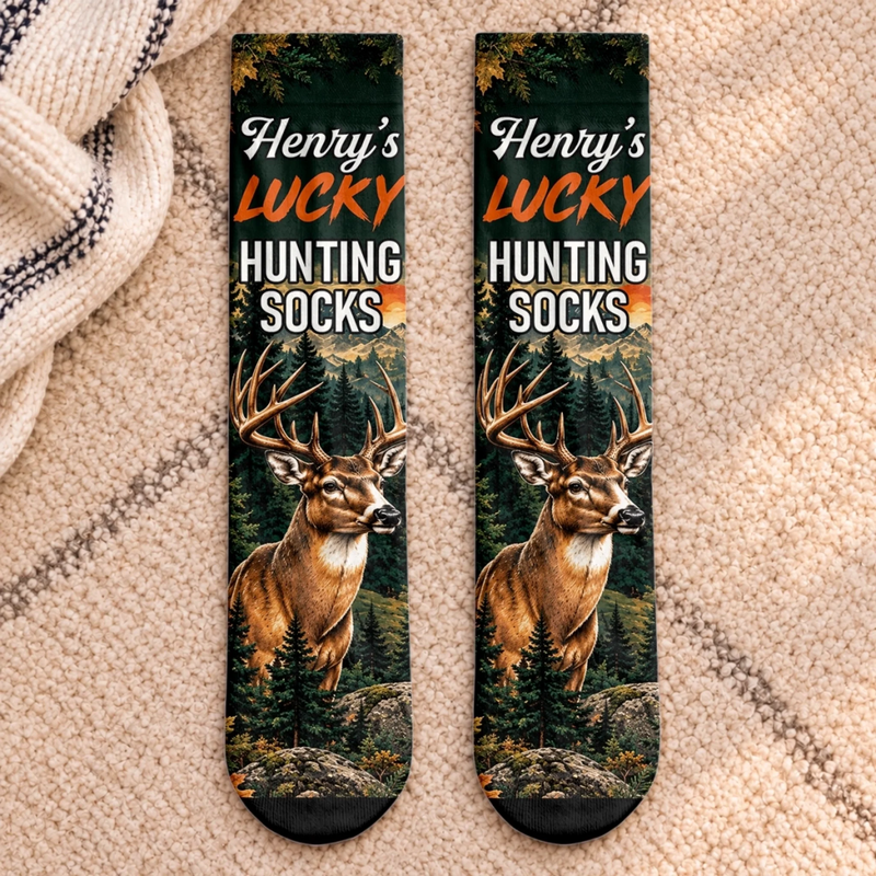 Custom Crew Socks - Personalized Birthday Hunting Gifts For Hunters, Husband, Son, Grandson, Brother, Grandpa, Dad, Yourself - Wild Days Call Me Back