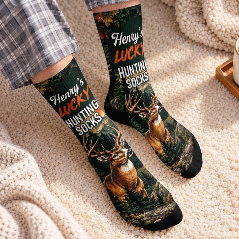 Custom Crew Socks - Personalized Birthday Hunting Gifts For Hunters, Husband, Son, Grandson, Brother, Grandpa, Dad, Yourself - Wild Days Call Me Back