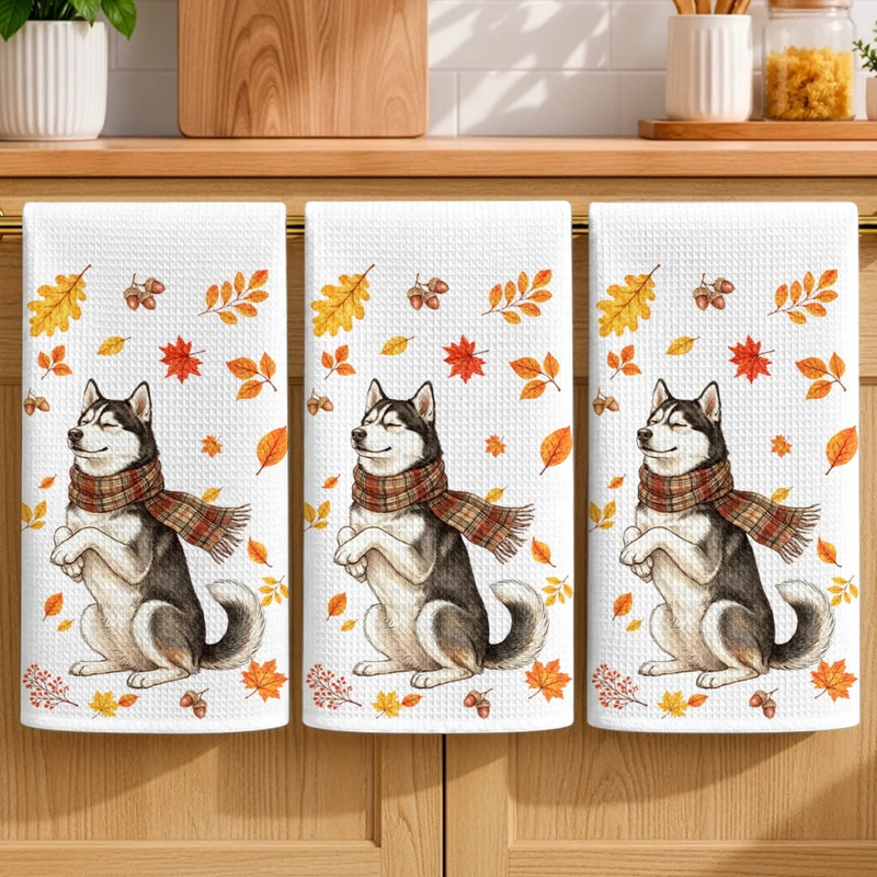 Custom Photo Kitchen Towel - Personalized Birthday Gifts For Dog Cat Lovers, Dog Dad And Mom, Cat Owners - Paws In The Leaves