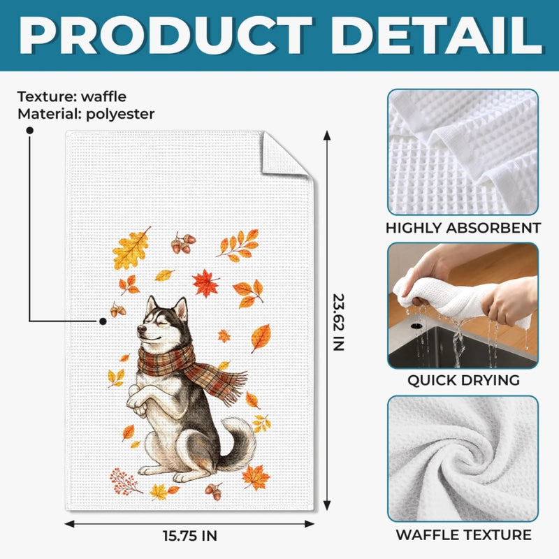 Custom Photo Kitchen Towel - Personalized Birthday Gifts For Dog Cat Lovers, Dog Dad And Mom, Cat Owners - Paws In The Leaves