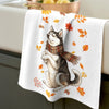 Custom Photo Kitchen Towel - Personalized Birthday Gifts For Dog Cat Lovers, Dog Dad And Mom, Cat Owners - Paws In The Leaves