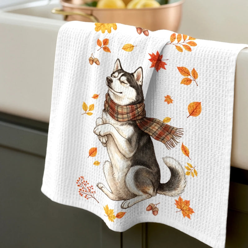 Custom Photo Kitchen Towel - Personalized Birthday Gifts For Dog Cat Lovers, Dog Dad And Mom, Cat Owners - Paws In The Leaves