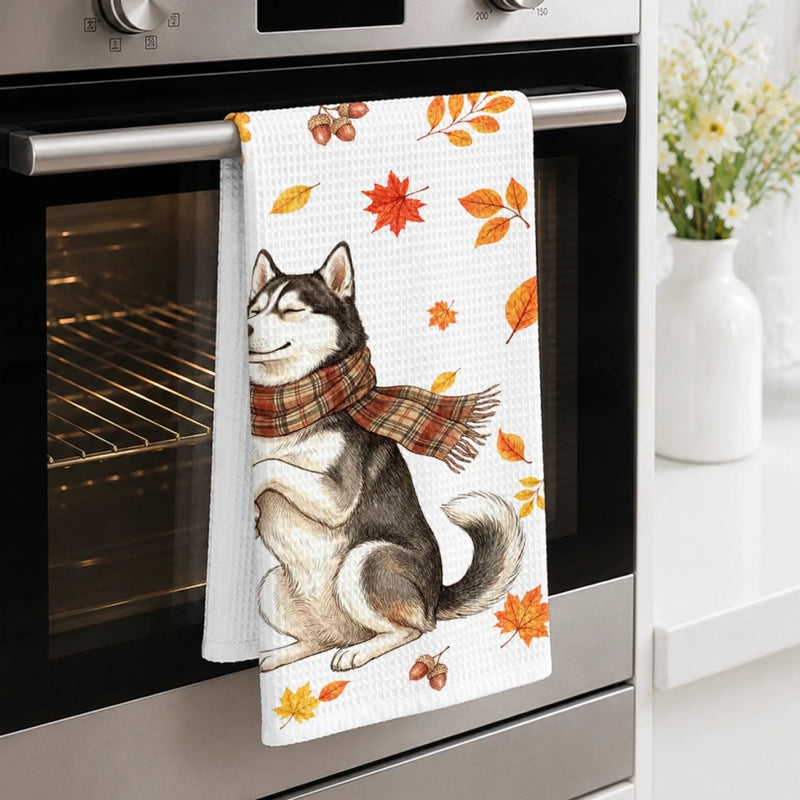 Custom Photo Kitchen Towel - Personalized Birthday Gifts For Dog Cat Lovers, Dog Dad And Mom, Cat Owners - Paws In The Leaves