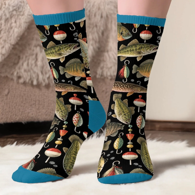 Custom Crew Socks - Personalized Birthday Fishing Gifts For Fisherman - Live Love Go Fishing Today