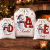Custom Snowman Drawstring Gift Bag - Personalized Christmas Birthday Gifts For Mom, Dad, Brother, Sister - Chilly Days Warm Happy Smiles