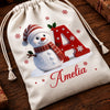 Custom Snowman Drawstring Gift Bag - Personalized Christmas Birthday Gifts For Mom, Dad, Brother, Sister - Chilly Days Warm Happy Smiles