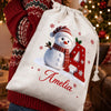 Custom Snowman Drawstring Gift Bag - Personalized Christmas Birthday Gifts For Mom, Dad, Brother, Sister - Chilly Days Warm Happy Smiles
