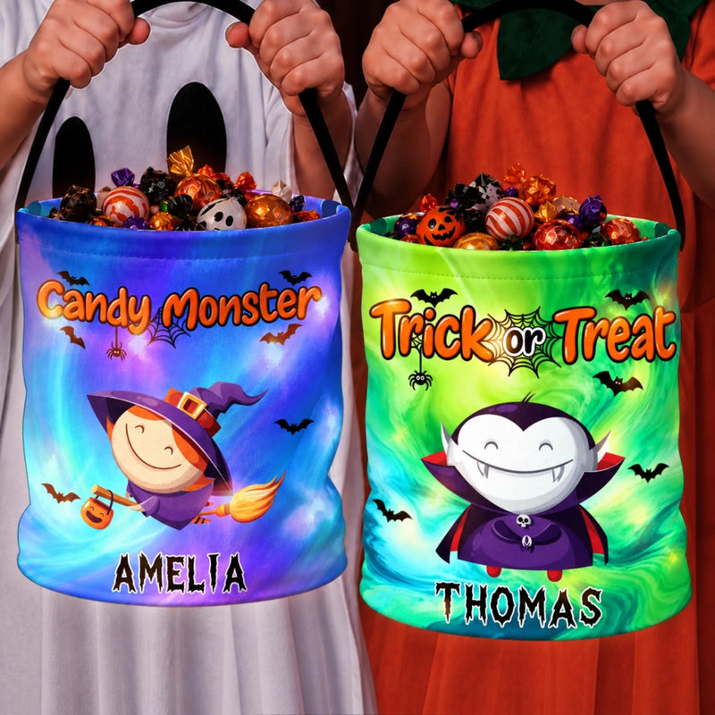 Custom Photo LED Light Bucket Bag - Personalized Halloween Birthday Gifts For Kids - Beware Of The Cute One