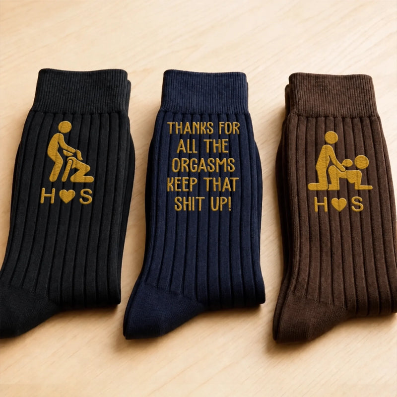 Custom Funny Embroidered Socks - Personalized Birthday Gifts For Husband, Boyfriend, Him And Her - Naughty Times With You Everyday