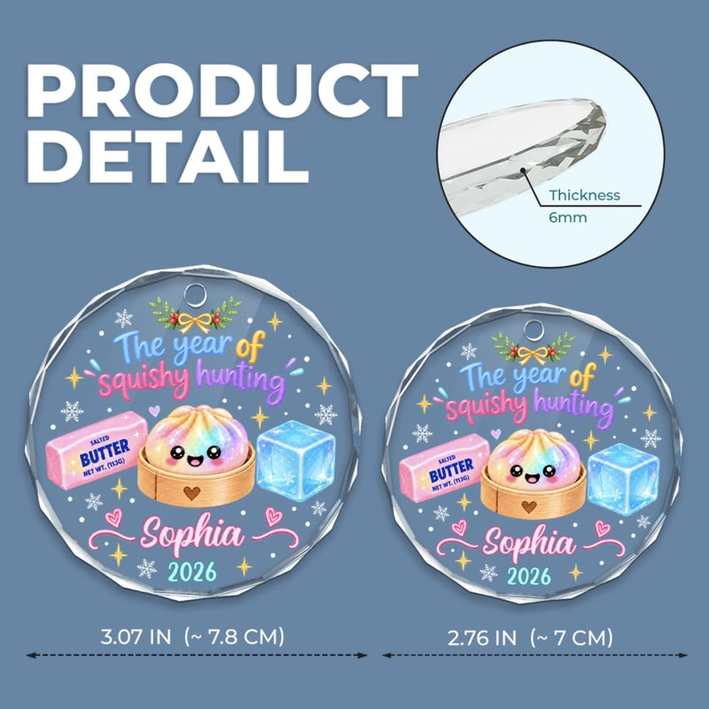 Custom Squishy Circle Glass Ornament - Personalized Christmas Birthday Gifts For Kids - Merry Squishy Moments