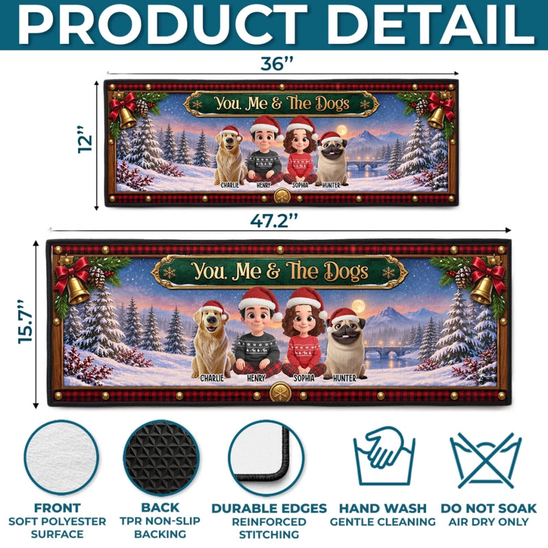 Custom Runner Rug - Personalized Anniversary Christmas Wedding Gifts For Husband And Wife, Dog Cat Lovers - You, Me And Paws