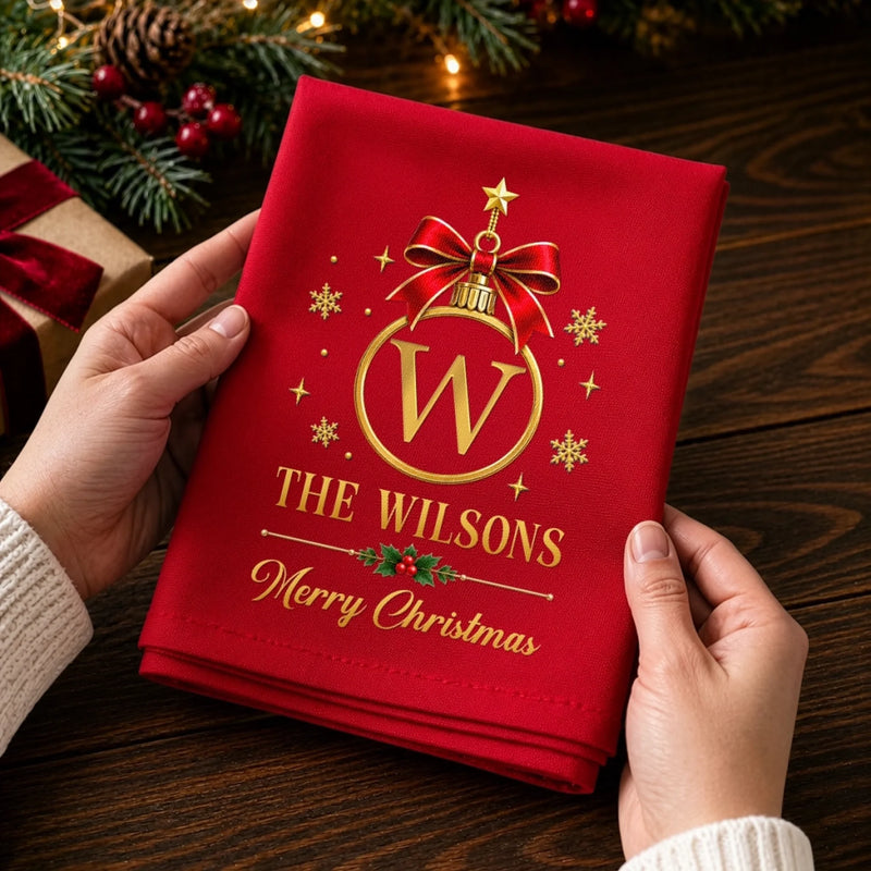 Custom Cotton Napkin - Personalized Christmas Birthday Gifts For Mom, Dad, Brother, Sister - Love Makes The Season Bright