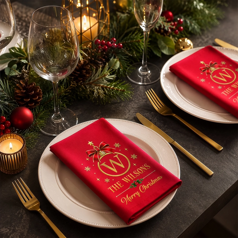 Custom Cotton Napkin - Personalized Christmas Birthday Gifts For Mom, Dad, Brother, Sister - Love Makes The Season Bright