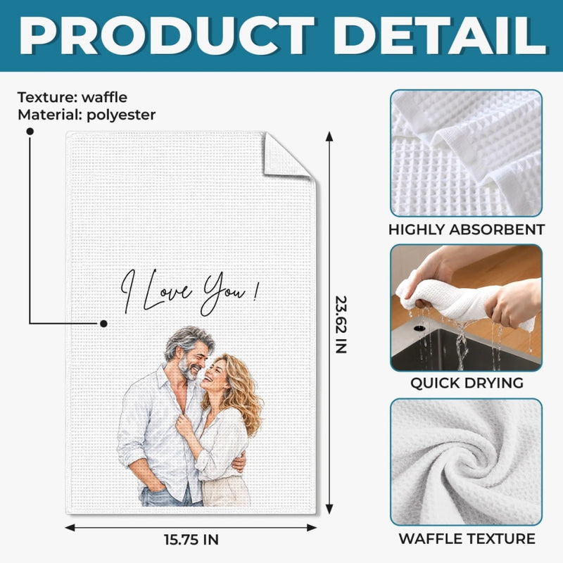 Custom Photo Kitchen Towel - Personalized Anniversary Wedding Gifts For Husband And Wife, Him And Her - Forever And Always, Us