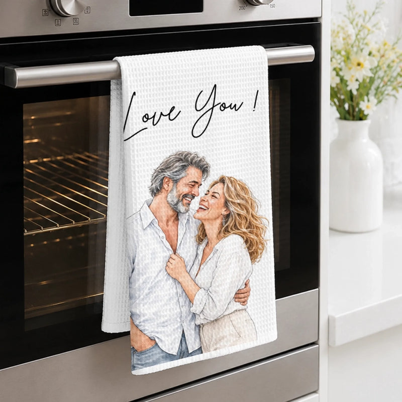 Custom Photo Kitchen Towel - Personalized Anniversary Wedding Gifts For Husband And Wife, Him And Her - Forever And Always, Us