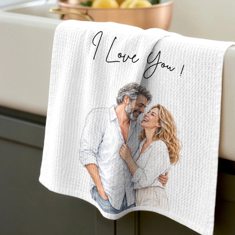 Custom Photo Kitchen Towel - Personalized Anniversary Wedding Gifts For Husband And Wife, Him And Her - Forever And Always, Us