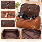 Custom Engraved Leather Toiletry Bag - New Arrival, Personalized Birthday Gifts For Dad, Husband, Grandpa - For The Man Who’s Always On The Move AMZ