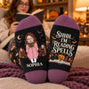 Custom Shh I'm Reading Crew Socks - Personalized Halloween Bookish Gifts For Book Lovers, Bookworms, Readers - Witchy Bookworm Vibes