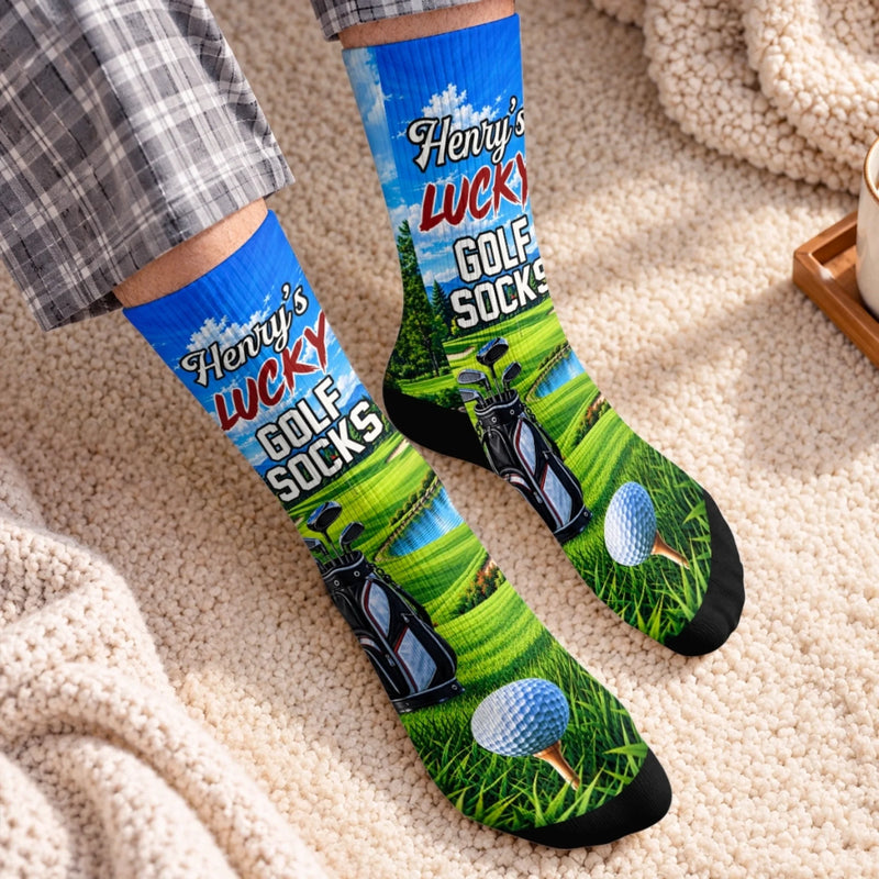Custom Golf Crew Socks - Personalized Birthday Gifts For Golf Lovers, Sports Fans, Sports Lovers - Fairways Feel Like Home