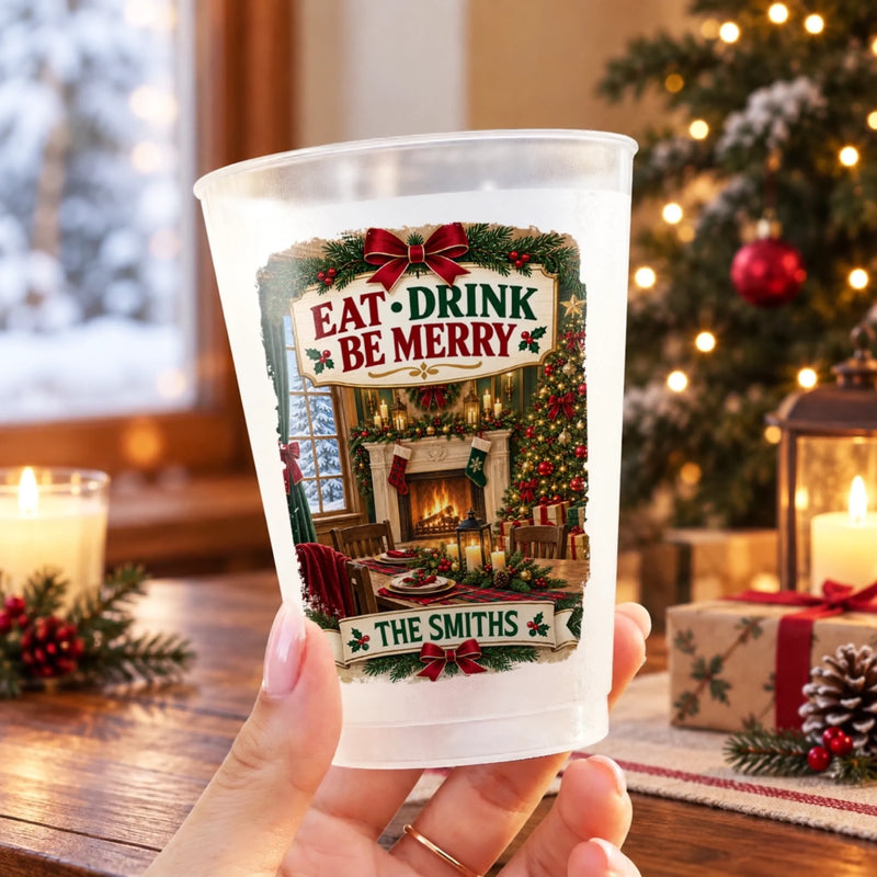 Custom Party Cups - Personalized Christmas Birthday Gifts For Mom, Dad, Brother, Sister - Warm Wishes And Happy Times