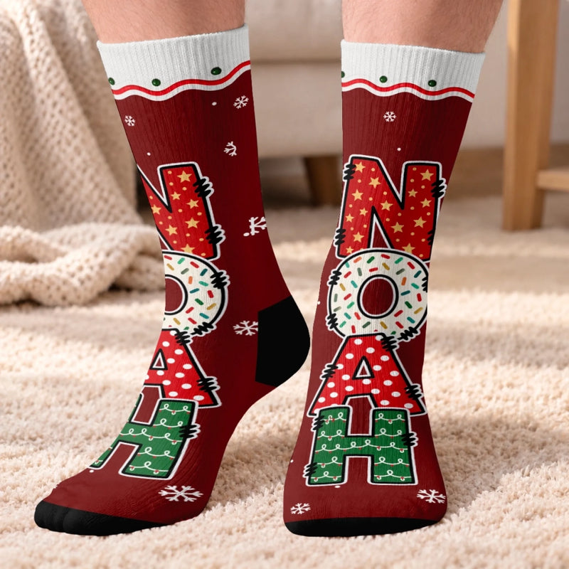 Custom Crew Socks - Personalized Christmas Birthday Gifts For Mom, Dad, Brother, Sister - Merry Moments All Around