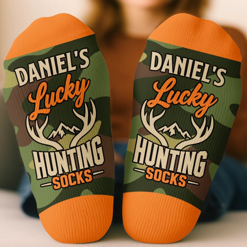 Custom Crew Socks - Personalized Birthday Hunting Gifts For Hunters, Husband, Son, Grandson, Brother, Grandpa, Dad, Yourself - Always Ready For Big Hunts