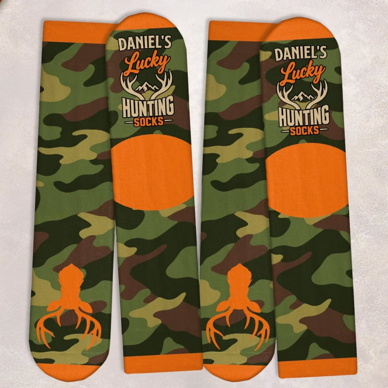 Custom Crew Socks - Personalized Birthday Hunting Gifts For Hunters, Husband, Son, Grandson, Brother, Grandpa, Dad, Yourself - Always Ready For Big Hunts