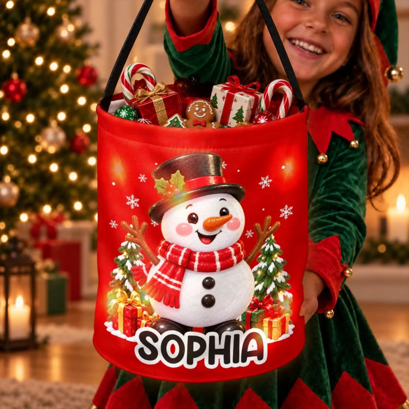 Custom LED Light Bucket Bag - Personalized Christmas Birthday Gifts For Kids - Jingle All The Way