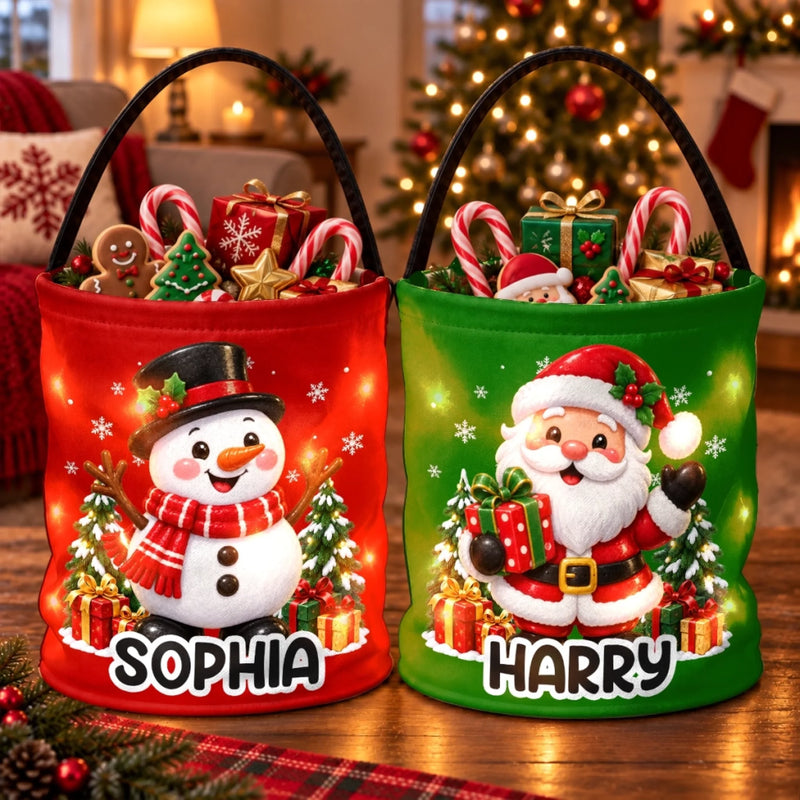 Custom LED Light Bucket Bag - Personalized Christmas Birthday Gifts For Kids - Jingle All The Way