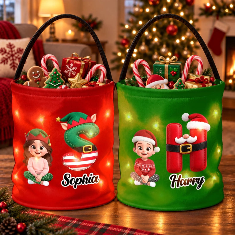 Custom LED Light Bucket Bag - Personalized Christmas Birthday Gifts For Mom, Dad, Brother, Sister - A Bag Full Of Magic