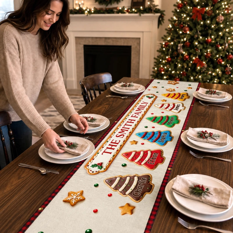 Custom Table Runner - Personalized Christmas Birthday Gifts For Mom, Dad, Brother, Sister - Together Makes The Season Merry