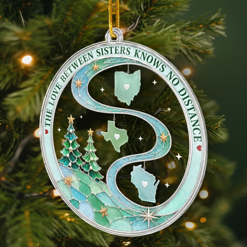 Custom Long Distance Acrylic Ornament - Personalized Christmas Birthday Gifts For Women, Besties, Sisters, BFF - Same Love, Different Zip Codes