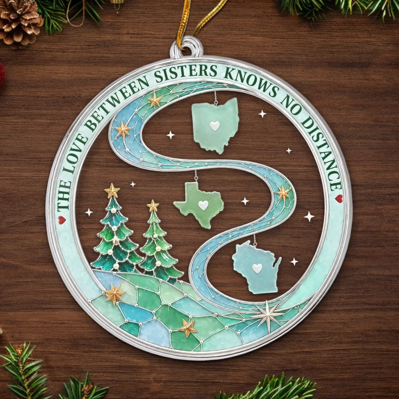 Custom Long Distance Acrylic Ornament - Personalized Christmas Birthday Gifts For Women, Besties, Sisters, BFF - Same Love, Different Zip Codes