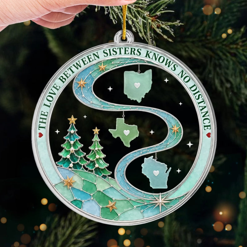 Custom Long Distance Acrylic Ornament - Personalized Christmas Birthday Gifts For Women, Besties, Sisters, BFF - Same Love, Different Zip Codes