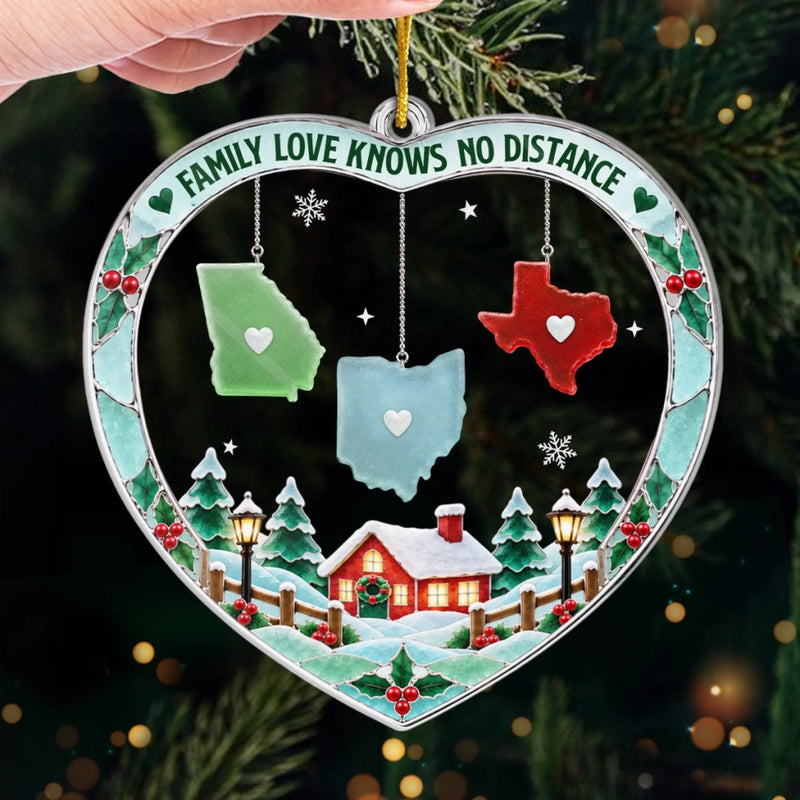 Custom Long Distance Acrylic Ornament - Personalized Christmas Birthday Gifts For Mom, Dad, Brother, Sister - Apart, But Never Alone