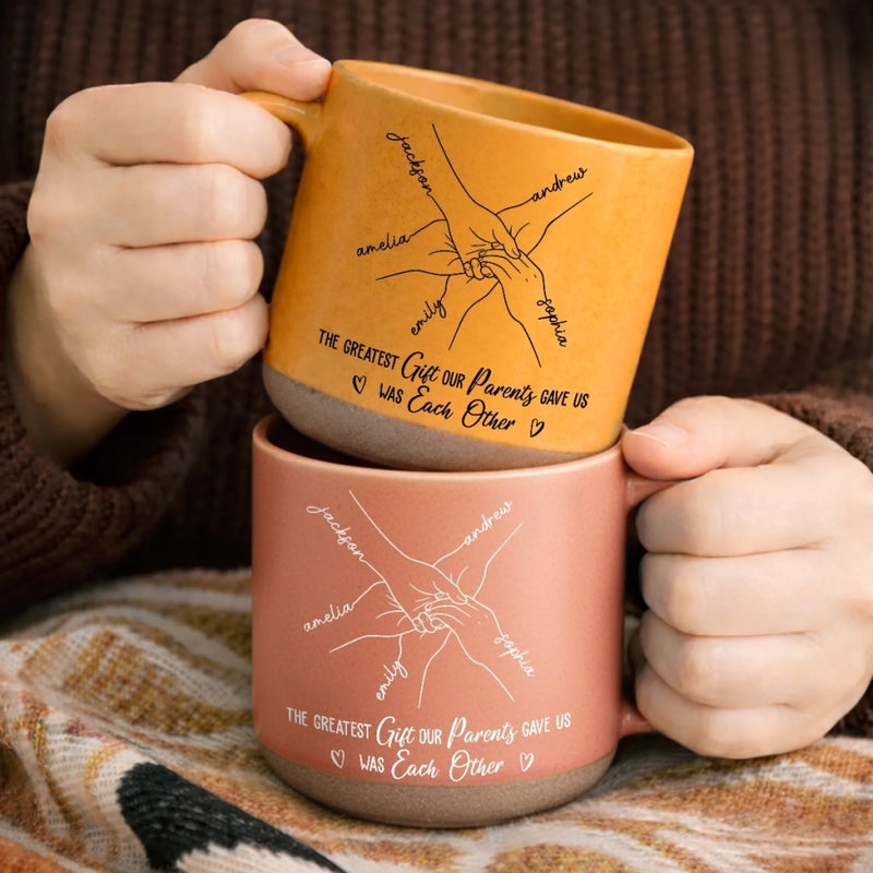 Custom Pottery Mug - Personalized Christmas Birthday Gifts For Mom, Dad, Brother, Sister - Forever Linked Together