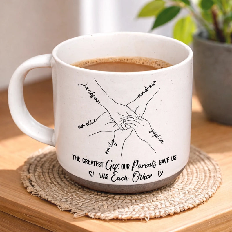 Custom Pottery Mug - Personalized Christmas Birthday Gifts For Mom, Dad, Brother, Sister - Forever Linked Together