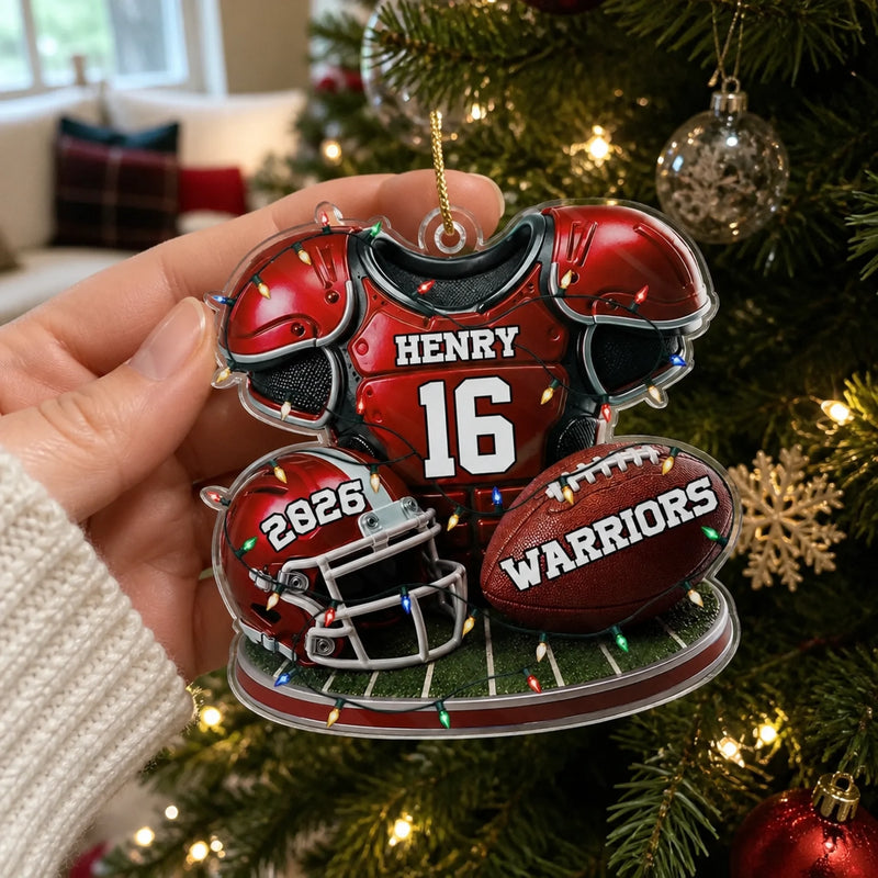 Custom America Football Acrylic Ornament - Personalized Christmas Birthday Gifts For America Football Lovers, Sports Fans, Sports Lovers - Born To Play Hard Always