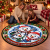 Custom Snowman Quilted Round Mat - Personalized Christmas Birthday Gifts For Grandma, Grandpa - Snowman Kisses, Holiday Wishes