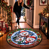 Custom Snowman Quilted Round Mat - Personalized Christmas Birthday Gifts For Grandma, Grandpa - Snowman Kisses, Holiday Wishes