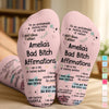 Custom Affirmation Crew Socks - Personalized Birthday Gifts For Wife, Daughter, Besties, Sisters, Granddaughter, Grandma, Mom, Yourself - I Attract, Never Chase