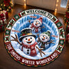 Custom Snowman Quilted Round Mat - Personalized Christmas Birthday Gifts For Mom, Dad, Brother, Sister - Winder Wonderland