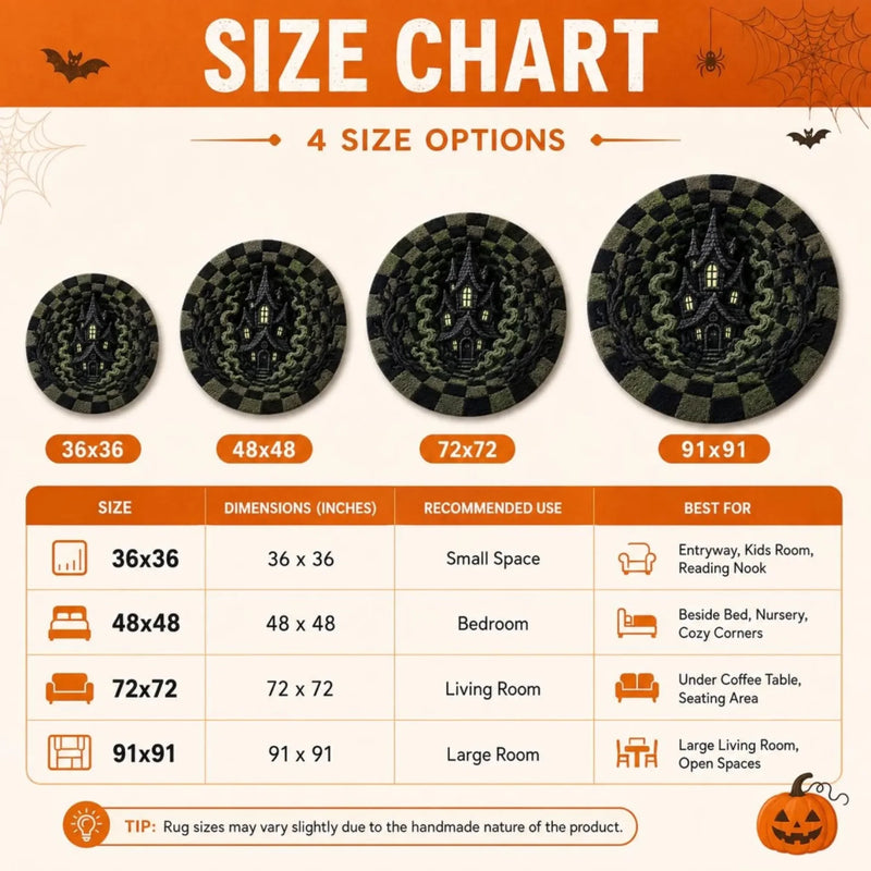 Custom Haunted Home Quilted Round Mat - Personalized Halloween Decor Birthday Gifts For Mom, Dad, Brother, Sister - A Little Fright A Lot Of Fun